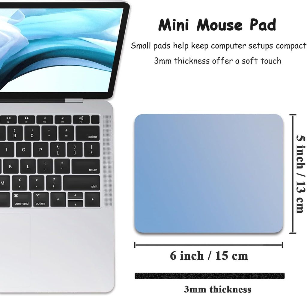 Small Mouse Pad, 5 x 6 Inch Thick Rubber Premium-Textured Non-Slip Portable & Washable Mini Mouse Mat for Women Men Wireless Laptops Keyboard Tray Gaming Work Travel,Gradient Azure - Image 2