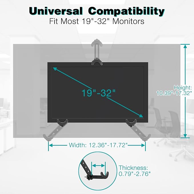MOUNT PRO VESA Mount Adapter, Universal Non-VESA Monitor Mount Adapter | For 19 to 32 inch Screens, Vesa Bracket 75x75mm/100x100mm, Hold up to Max 17.6lbs - Image 2