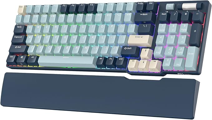 RK ROYAL KLUDGE RK96 RGB Wireless Mechanical Gaming Keyboard w/Wrist Rest | 90% 96 Keys Hot Swappable Mechanical Keyboard, 3-Mode BT5.0/2.4G/USB-C, Volume Control, Software Support & Massive Battery by RKROYALKLUDGE