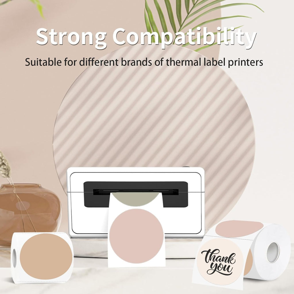 3 Inch Thermal Label,Morandi Round Thermal Printer Label,Waterproof Thermal Stickers for DIY Logo Design,Name Tag,Thanks Card 300 Labels/Roll (Morandi) - Image 3