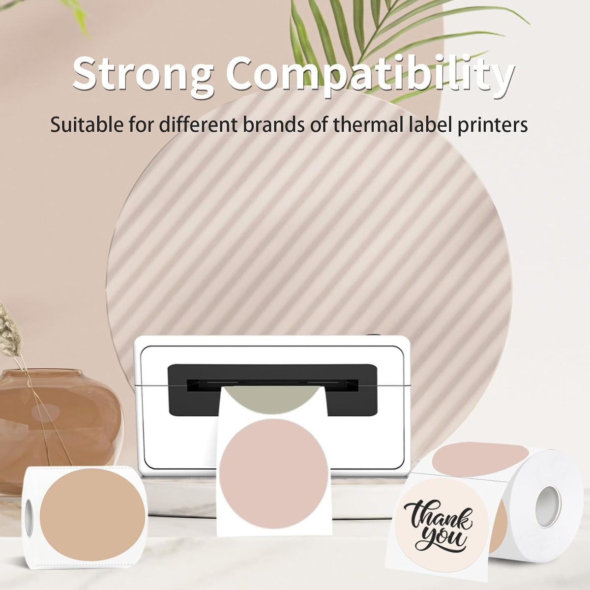 3 Inch Thermal Label,Morandi Round Thermal Printer Label,Waterproof Thermal Stickers for DIY Logo Design,Name Tag,Thanks Card 300 Labels/Roll (Morandi) - Image 3