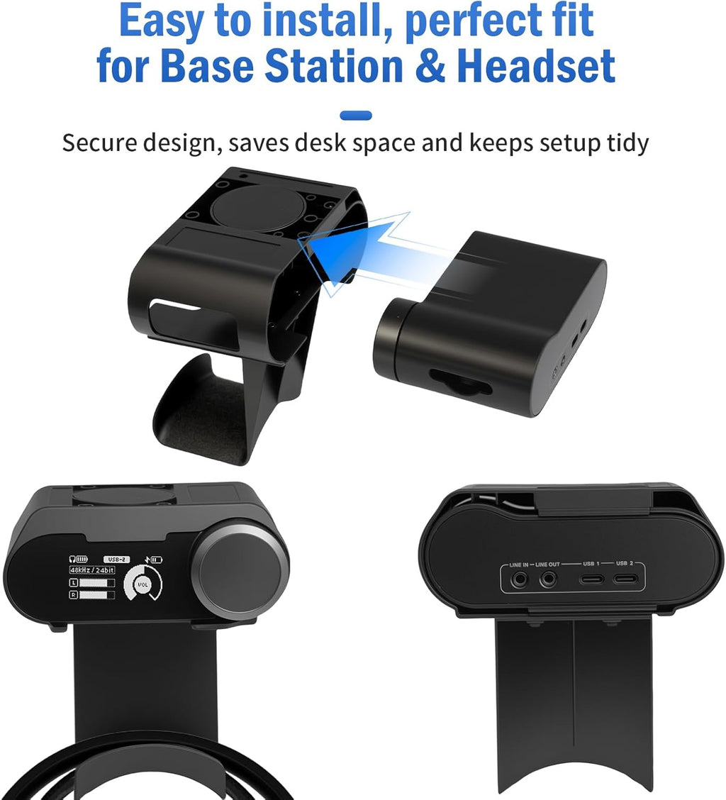 Under Desk Mount for SteelSeries Arctis Nova Pro, Elite and Omni Wireless Gaming Headset, Magnetic Base Station Holder for Arctis Nova Pro Wireless with Headphone Hanger Stand - Image 4