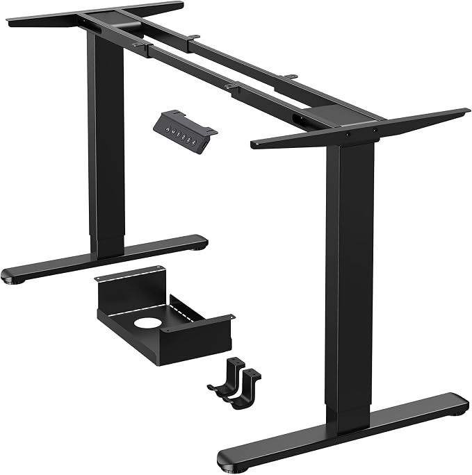 ErGear Dual Motor Standing Desk Legs for 44-90 inch Desktops, 264 lbs | 4 Memory Presets, Cable Tray, Dual Hooks, 28-47 inch Height Range, DIY Sit Stand Frame, Black Finish, Quiet Lifting, Black by ErGear