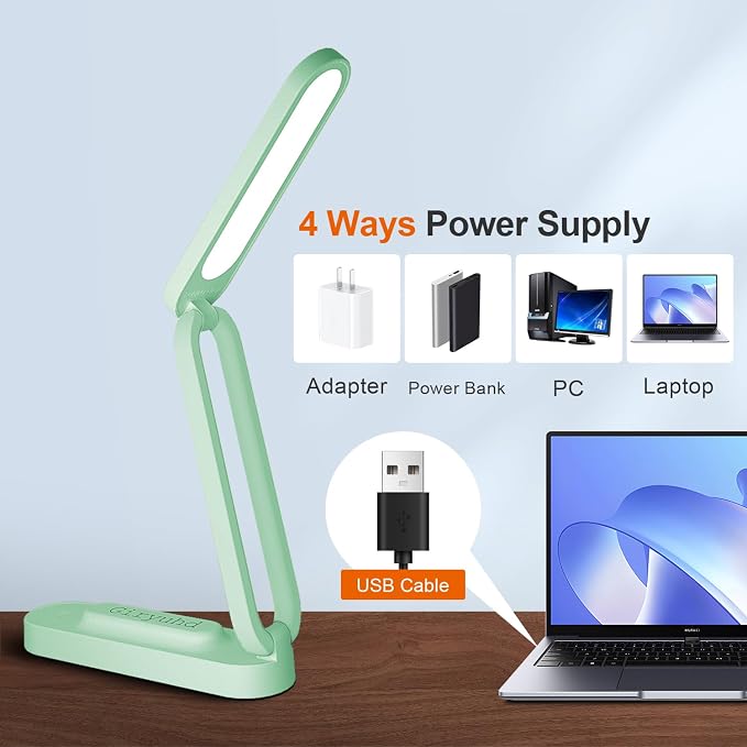 Giryuhd LED Desk Lamp for Office Home & Battery Operated Lamp Rechargeable Lamp Foldable & Portable Light, LED Desk Light Strip, 3 Brightness Dimmable Small Desk Lamp Wireless Reading Lamp - Image 4