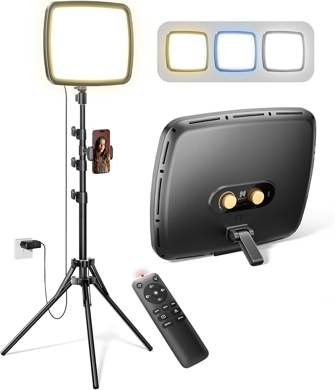 NiceVeedi 14" Soft Large Light with 72" Stand, 3 Color Full Screen Dimmable Ring Light, 2.4G Remote/Phone Holder/Tripod with Ring Light for Video Recording/Home Office/Makeup/Zoom/Stream/TikTok by NiceVeediOfficial