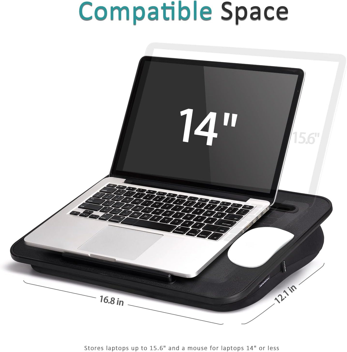 Istudyniture Lap Desk | Portable Laptop Desk & Stand – Fits Up to 15.6 inch – Washable Cushion, Built-in Phone Holder – for Bed, Couch, Sofa, Floor – Writing, Reading, Home Office – Small, Black - Image 5