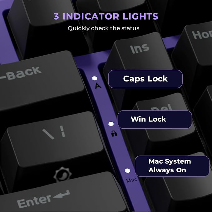 RK ROYAL KLUDGE X87 Mechanical Keyboard 75% Wired Keyboard Gaming with 86 Keys, Gasket Mount, Ice-Blue Backlight, Purple Shell Design, Software Support, Hot-Swappable Creamy Switch Black - Image 7