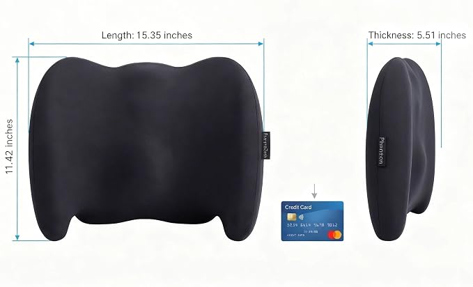 Lumbar Support Pillow Memory Foam Back Cushion for Sciatica & Lower Back Pain Relief Orthopedic Posture Corrector for Office Chair Gaming Chair Car Seat Breathable Washable - Black - Image 7
