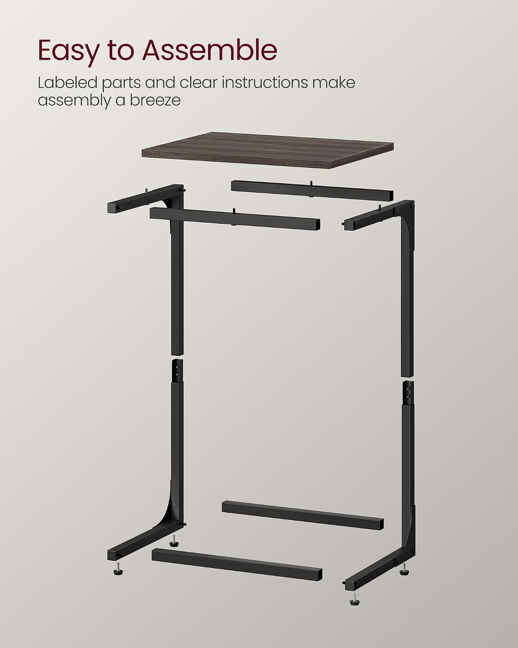 VASAGLE C-Shaped End Table, Couch Side Table for Sofa with Metal Frame - Image 8