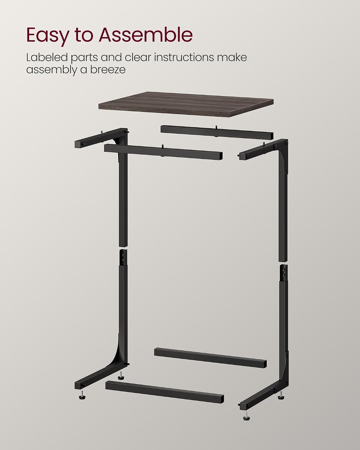 VASAGLE C-Shaped End Table, Couch Side Table for Sofa with Metal Frame - Image 8