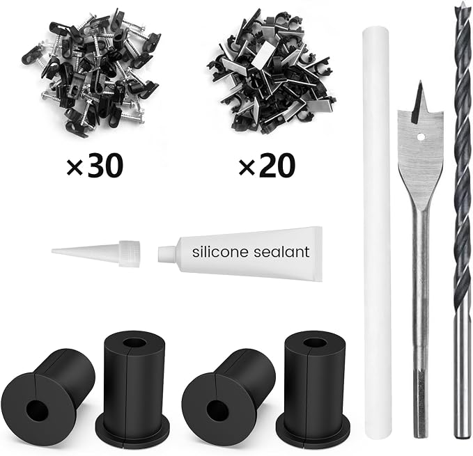 Starlink Cable Routing kit for 3/4inch Wall Hole,4PCS starlink Wall Grommets Accessories for Cables Pass Through mounting kit Including 3/4” Spade Drill bit,Wall Wires cilps and Cable Routing Tool - Image 2