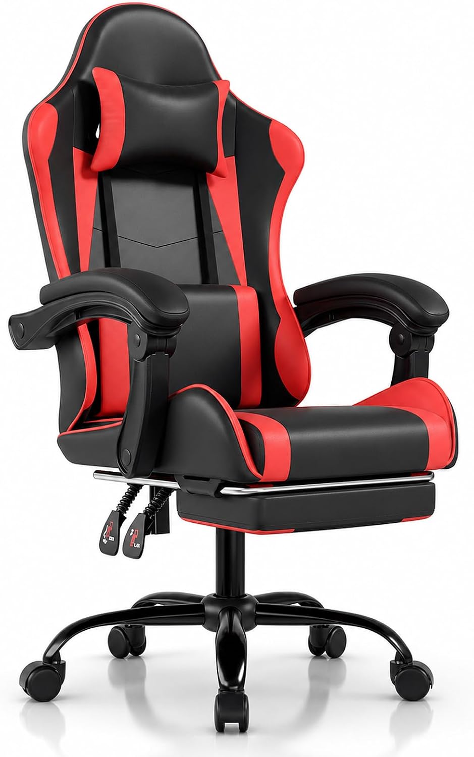 Magshion Video Gaming Computer Chair with Footrest, Red by Magshion