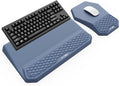 3-in-1 Ergonomic Keyboard Stand with Wrist Rest & Mouse Pad Set, Blue | Comfy Keyboard Riser Holder Soft Mousepad with Massage Design, Memory Foam and Non-Slip PU Base for Pain Relief by abcmat