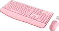 Wireless Keyboard and Mouse Combo, Full-Sized 2.4GHz Wireless Keyboard with Comfortable Palm Rest and Optical Mouse for Windows, Mac OS PC/Desktops/Computer/Laptops (Full Pink) by QUASIO