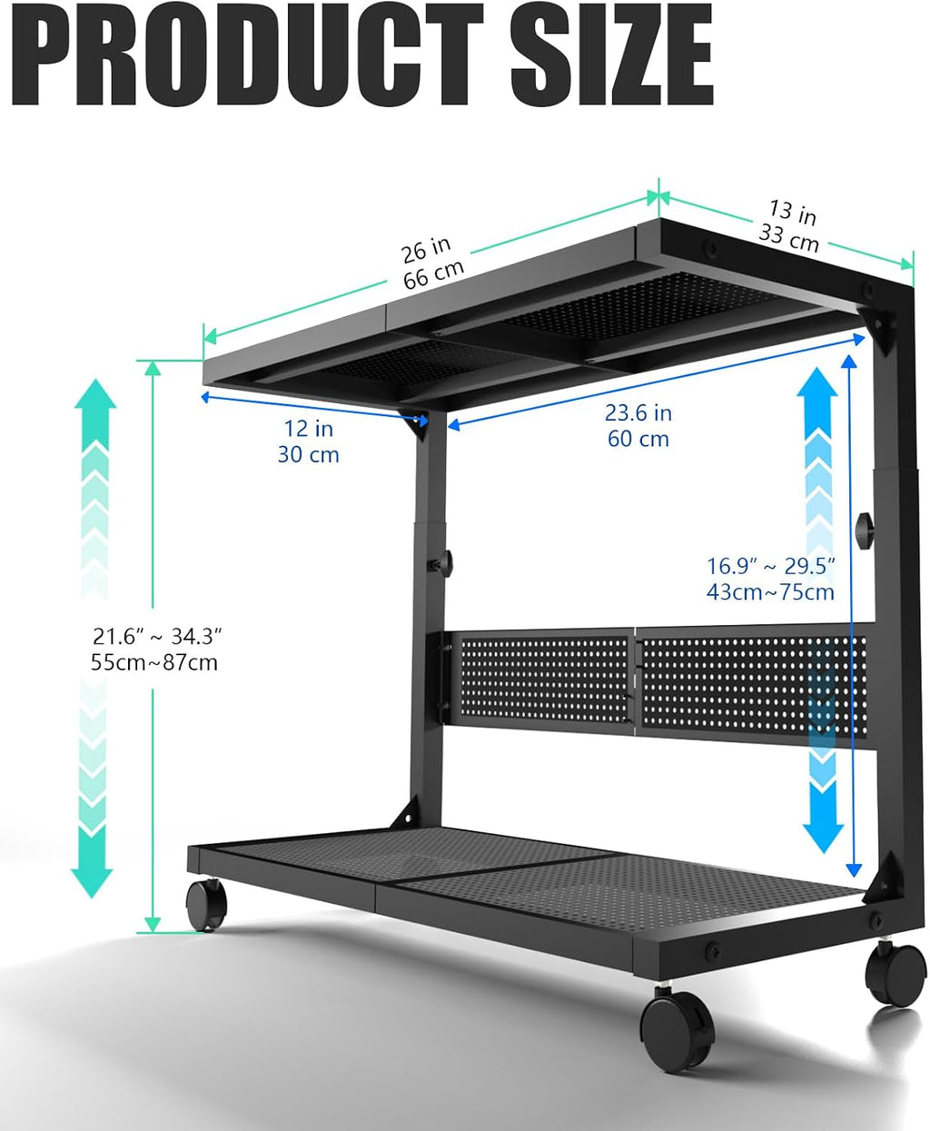 Computer Tower Stand 2-Tier Printer Rack - Image 2