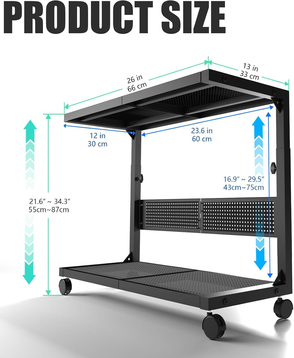 Computer Tower Stand 2-Tier Printer Rack - Image 2