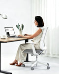 ProtoArc Flexer Ergonomic Office Chair for Women, White | Foam Sliding Seat, Airflow Mesh Back, Hair-proof Casters, Easy Assembly, Fits 5'1"-6'0", Sleek Minimalist, for Small Spaces by ProtoArc