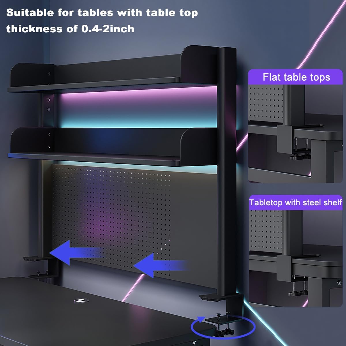 Clamp on Desk Shelf with Pegboard, Desktop Organization Bookshelf - Image 5