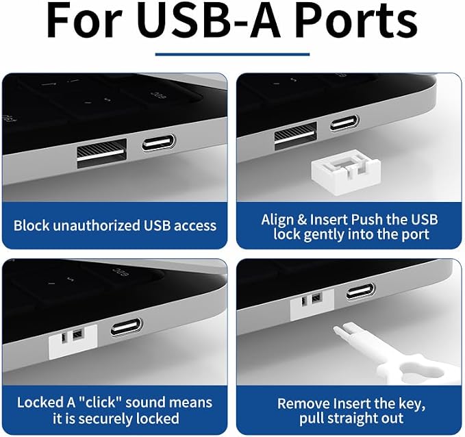 2026 New 50‑Pack USB‑A Color‑Coded Port Security Locks with 3 Keys (White) - Image 6