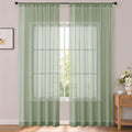 Sage Green Sheer Curtains 96 Inches Long 2 Panels for Bedroom 52" W | Elegant Airy Sheer Curtain for Living Room, Light Filtering Window Treatments, Rod Pocket, 2pcs Each 52" Width x 96" Long by OWENIE