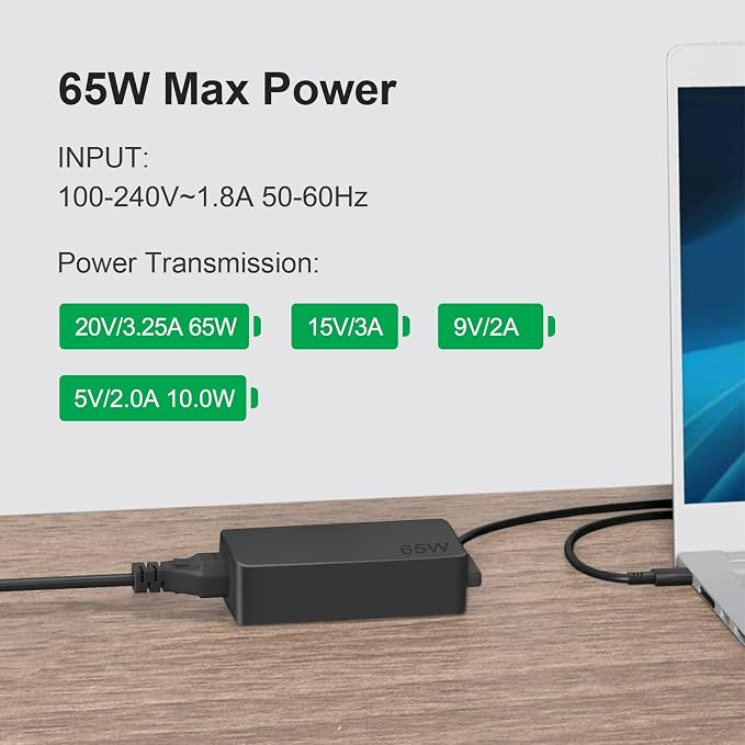 Dzytnsy 65W USB C Charger Compatible with Lenovo Thinkpad/Yoga/Chromebook Laptop Computer 65W 45W USB C Fast Power Adapter - Image 5
