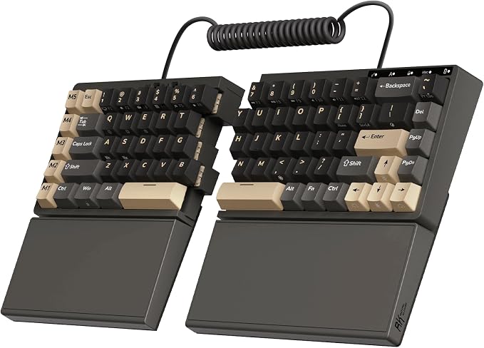 RK ROYAL KLUDGE S70 Ergonomic Split Keyboard, Linear Creamy Switch Black | Wireless RGB Mechanical Keyboard with Bluetooth/2.4G/Wired, 75% Hot Swappable Gaming w/Fixed Wrist Rest, PBT Keycaps, Win/Mac by RKROYALKLUDGE