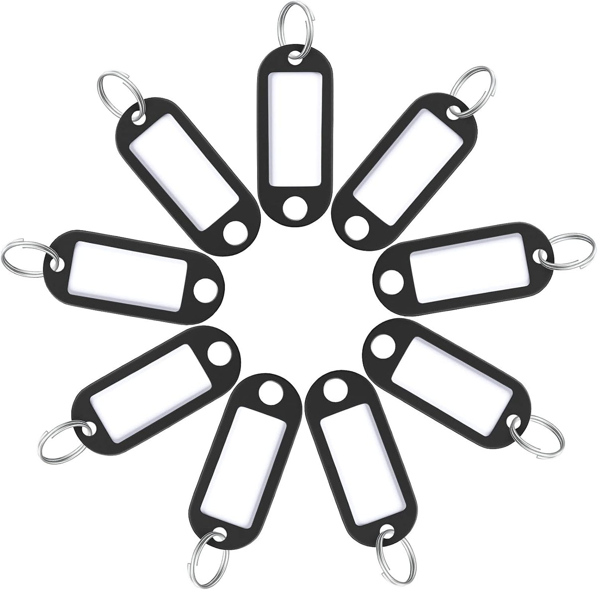 Uniclife 40 Pack Key Tags 2 Inch Plastic Key Chain Tags with Label, Black by Uniclife