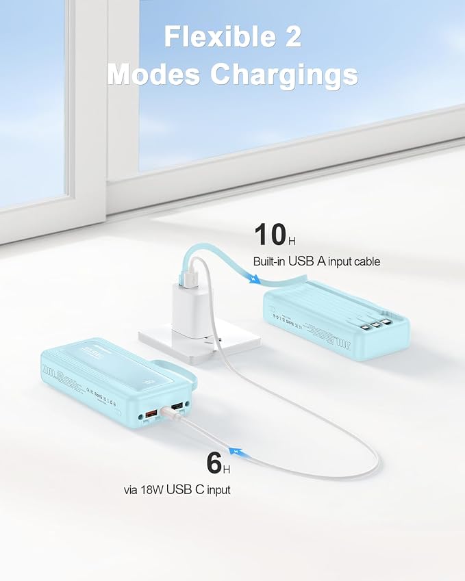 Portable Charger with Built in Cables, Slim 20000mAh Fast Charging 22.5W Power Bank USB C LED Display Battery Pack 6 Outputs & 2 Inputs for iPhone Samsung Pixel LG Moto iPad - Image 7