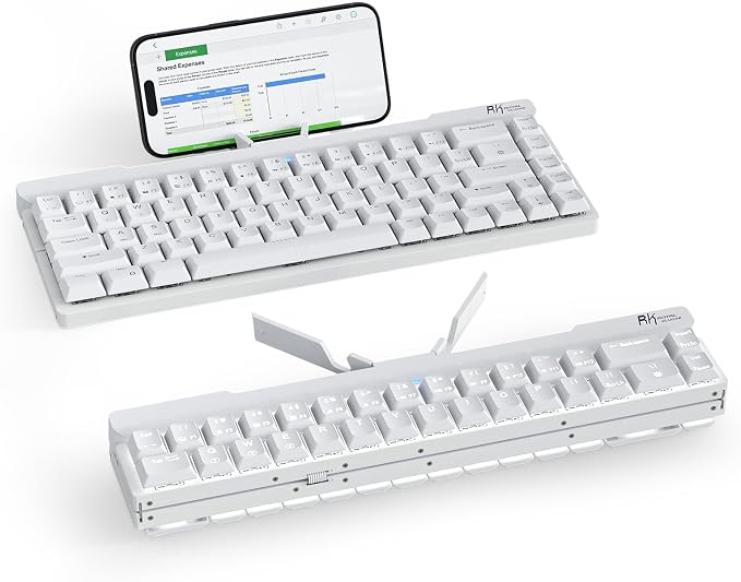 RK ROYAL KLUDGE F68 60% Foldable Low Profile Wireless Mechanical Keyboard | Extremely Portable Wireless Keyboard with Aluminum Body, Built-in Stand Holder, 68 Keys Foldable Compact Keyboard BT5.0 - Image 8