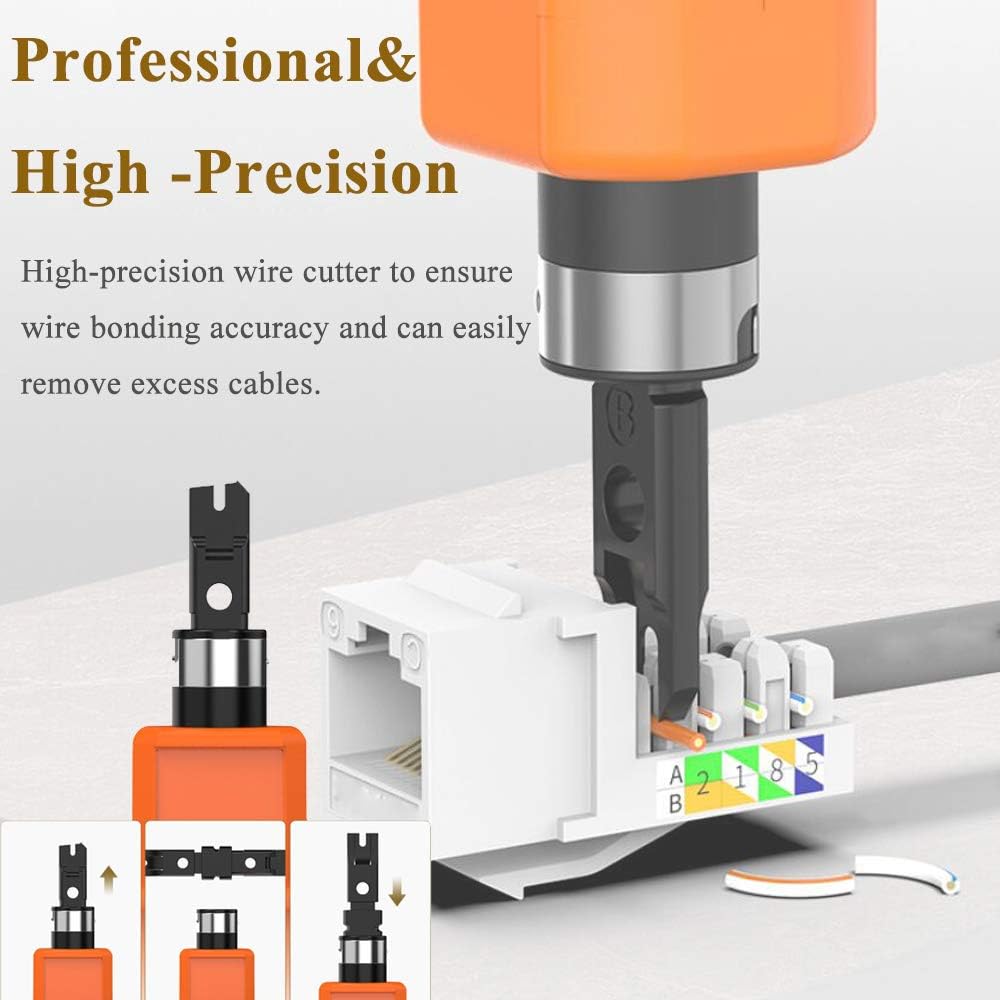 LEATBUY RJ45 Crimp Tool Kit CAT6 Crimper CAT5 Crimping Tool Set, 50PCS Connectors 50PCS Covers Network Ethernet Cutter LAN Cable Tester, Wire Punch Down Cutter Stripper Plier(BLACK) - Image 4