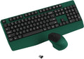 Ergonomic Wireless Keyboard and Mouse Combo with Wrist Rest (Black Green) | COVEVA Full Size Keyboard with 12 Dedicated Shortcuts, Smart Auto-Sleep, 2.4GHz Receiver, Natural Typing for PC Laptop by COVEVA