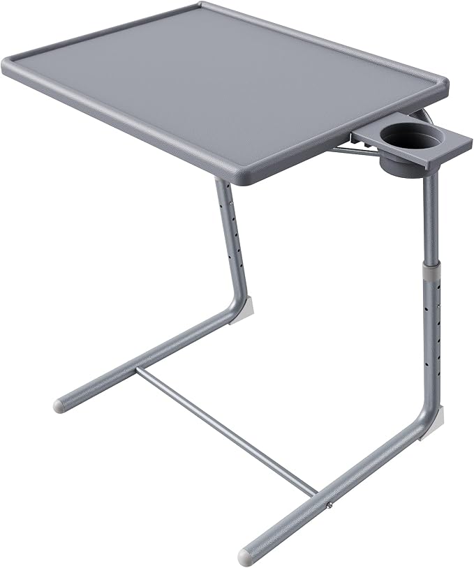 HUANUO Adjustable TV Tray Table - TV Dinner Tray on Bed & Sofa, Comfortable Folding Table with 6 Height & 3 Tilt Angle Adjustments (Gray) - Image 8
