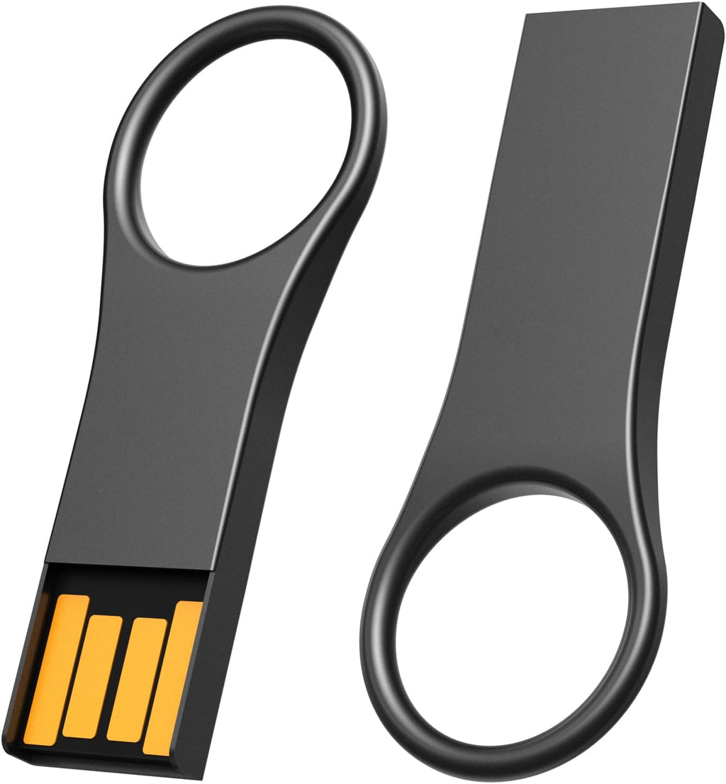 64GB USB Flash Drive with Keychains, Metal USB 2.0 Thumb Drives Memory Stick for PC Laptop Computer (Black, 64GB-2.0) by Orlian