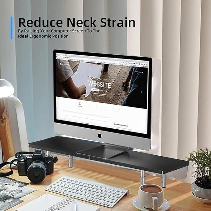 suptek Dual Monitor Stand Riser,Large Monitor Laptop Stand Riser 3 Adjustable Heights Computer Stand for Laptop, Printer, Notebook(MST016L) - Image 3