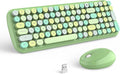 MOFII Wireless Keyboard and Mouse Combo, 2.4GHz Retro Typewriter Keyboard and Cute Mouse for Computer PC Desktops Laptop Windows(Green Mix) by MOFII
