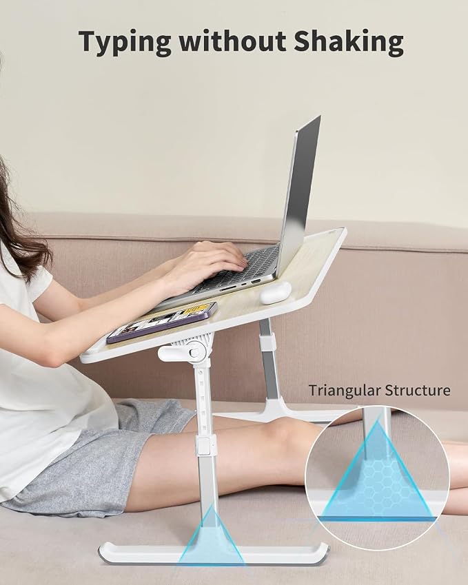 Laptop Desk for Bed, SAIJI Lap Desks Bed Trays for Eating Writing | 5 Heights, 4 Angles, Stable Folding Table for Bed Sofa Desk, Suitable for Laptops up to 17 Inches (60 x 33 cm Black) - Image 3