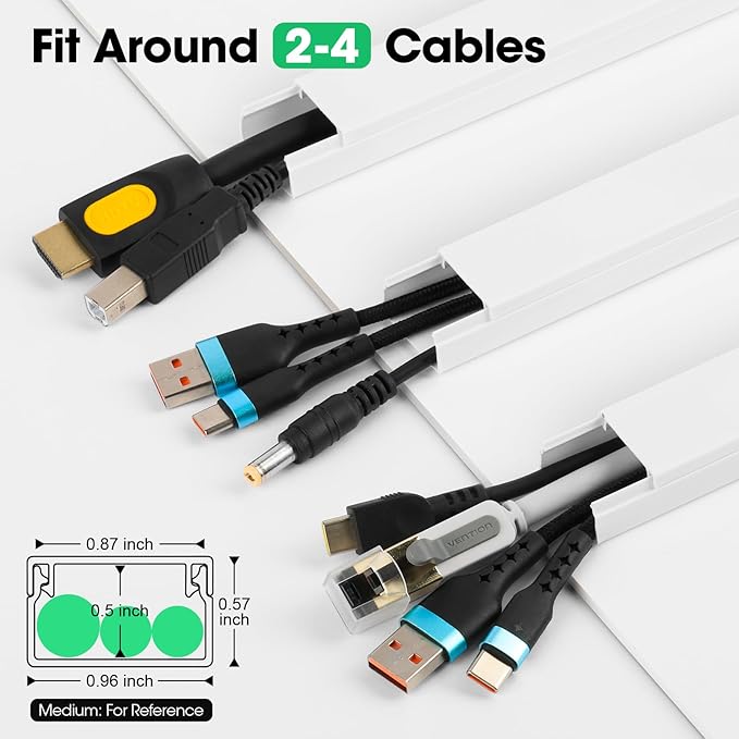 Cord Hider Kit, 630in Cord Covers for Wires on Wall, Paintable Wire Covers for Cords on Wall, Self-Adhesive Cable Hider Cord Organizer, Wire Hiders, 40X L15.75in X W0.96in x H0.57in - Image 2