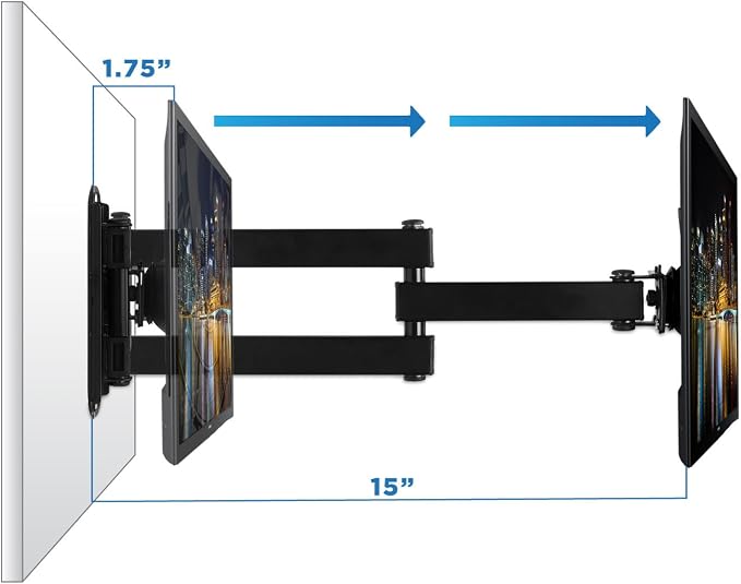 Mount-It! Small TV Monitor Wall Mount Arm, 19-27", 40 lbs | VESA 75/100 and RV compatible bracket tilts and swivels for flexible screen positioning. - Image 5