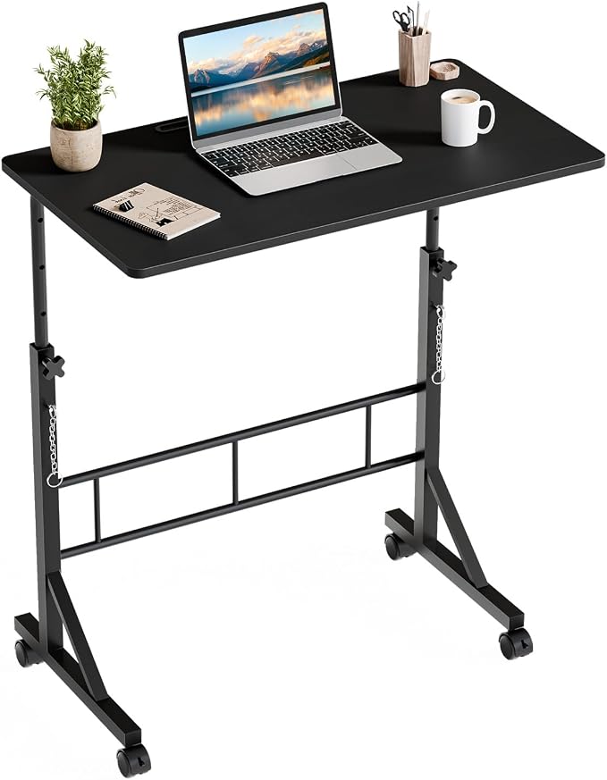 OLIXIS 31.5" Walking Pad Desk, Laptop Desk, Home Office | Lockable Wheels, Adjustable Height, Portable Rolling Design, Treadmill Use, Stand Up Style, Black by OLIXIS