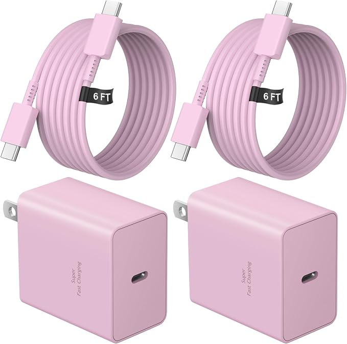 USB C Charger Type C Charger Fast Charging Long 6FT 45W Samsung Charger | for iPhone Air/17 Plus/17 Pro/17 Pro Max/16 Plus/16 Pro/16 Pro Max/15 Pro Max/iPad Pros/Samsung Galaxy S26/S25,Android(Pink) by NOVOBIT