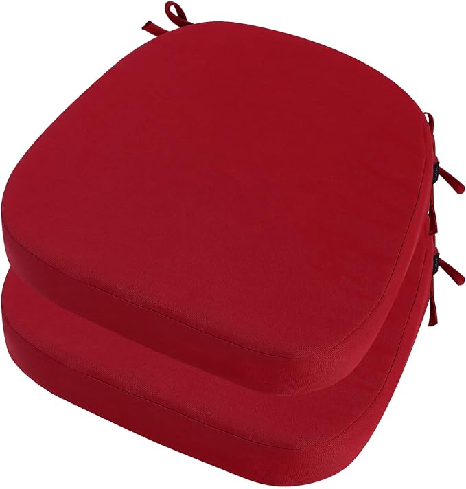 idee-home Outdoor Chair Cushions Set of 2, 17" x 17" D-Shaped | Thick Outdoor Seat Cushions Waterproof Patio Furniture with Ties Dining Pads by idee-home