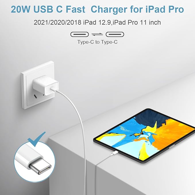 iPhone 17 16 15 Charger Fast Charging Type C Chargers USB C Charger Block | for iPhones, iPads,Tablets, Android phones,20W iPhone Charger USB-C Power Adapter,with Long 6FT USB-C Charging Cables - Image 6