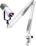 FIFINE AmpliGame AM8TW Gaming XLR/USB Microphone Kit Streaming Dynamic Mic | Computer Mic with Controllable RGB, Headphones Jack, Gain Knob, Arm Stand, for Vocal Podcast Recording Voiceover, White by FIFINE