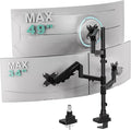 WALI Stacked Triple Monitor Mount for 49" UItrawides and Dual 34" Monitors | Heavy Duty 3 Monitor Arm up to 33 lbs, Full Motion with Tilt, Swivel, Rotation, C-Clamp & Grommet Base, VESA 75/100mm, Black by WALI