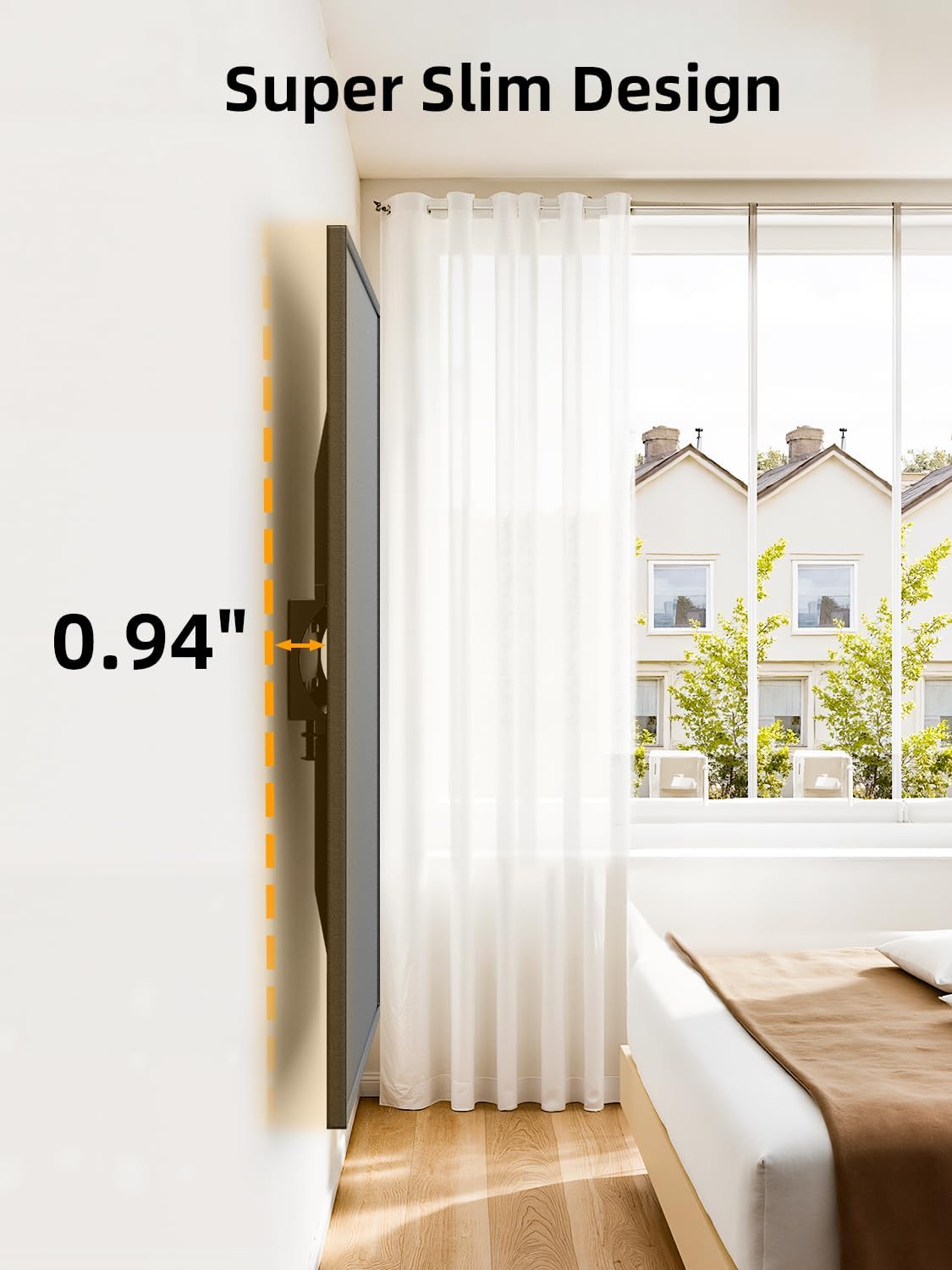 43 50 55 inch Fixed Low Profile TV Wall Mount for 24-65 inch LED/LCD & Flat/Curved TVs, Universal Wall Mount Bracket with Safe Lock, Max VESA 400x400mm, up to 99Lbs & 16 '' Stud - Image 2