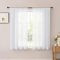 White Short Sheer Curtains 54 Inch Length for Bedroom 2 Panels Set | Light Filtering, Rod Pocket, Elegant Solid Voile Sheer, Living Room Window Treatments, Airy Soft Fabric, 42"W X 54"L by OWENIE