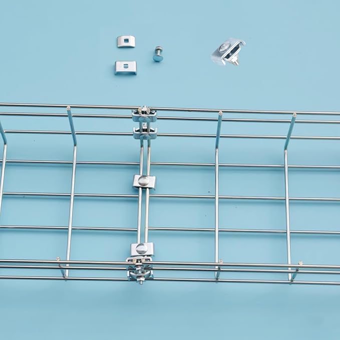 50 Pack Wire Mesh Cable Tray Coupler Kit, Steel Bracket Hardware Components for Cable Management, End-to-End Splice Connector Reinforced Joint Clamp Fit 4mm - 6mm Dia. Basket Cable - Image 4