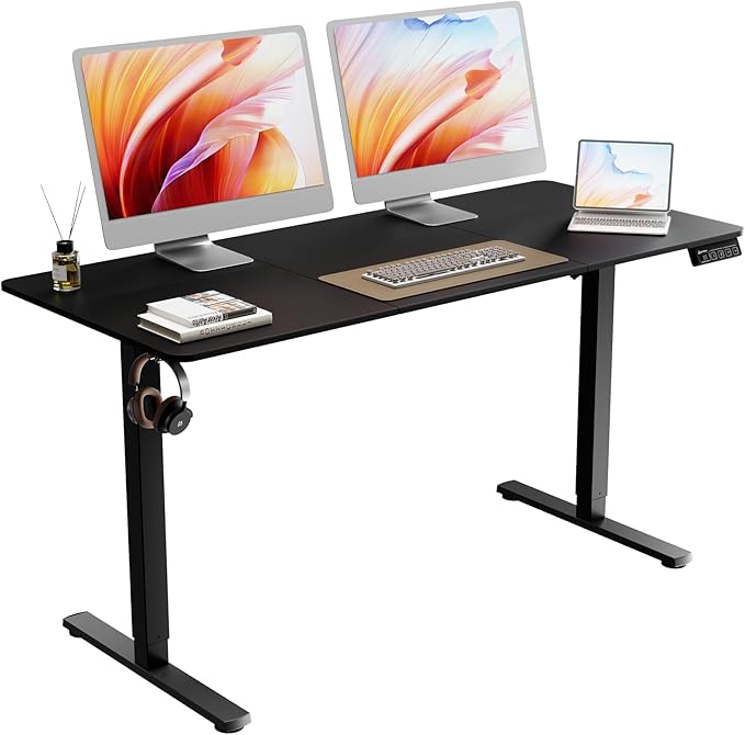 55"x24" Standing Desk, Height Adjustable Sit-Stand Home Office, Black | Electric Adjustable Standing Desk, Sit to Stand Computer Office Desk with Splice Board, Memory Preset, Lifts 28.7''-46.5" by ERGOMAKER