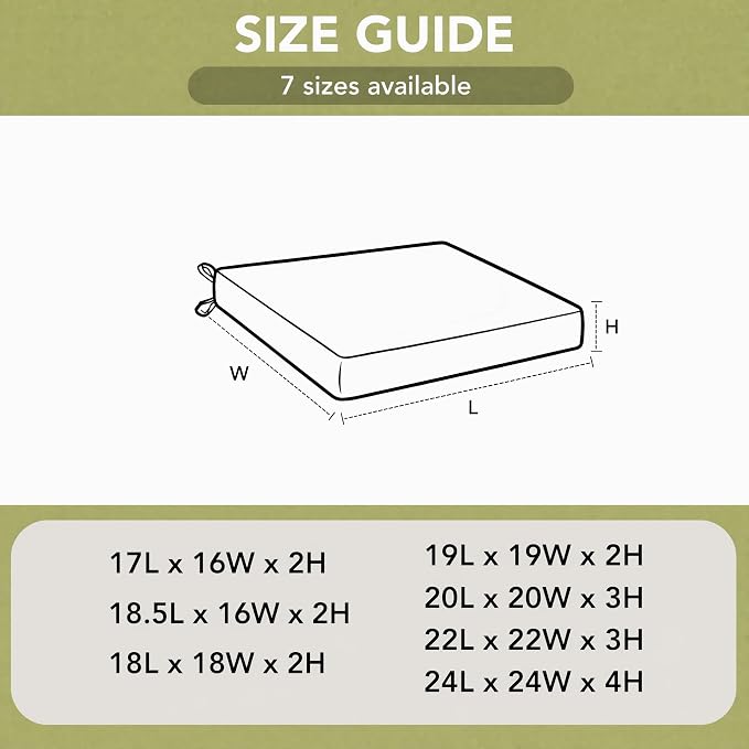 Outdoor Chair Cushions, Set of 6, 24 x 24 Inch, Navy Blue | Water Resistant, Fade Resistant, Patio Furniture Square Seat Replacement, Removable Cover with Ties, Non-Slip Bottom - Image 7