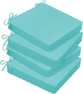 Basic Beyond Outdoor Chair Cushions for Patio Furniture, Waterproof Outdoor Seat Cushions Set of 4 18 x 18, Patio Chair Cushions Set of 4 with Ties and Handle, Teal by BasicBeyond